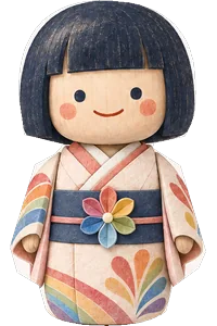 Kokechan in Rainbow Kimono